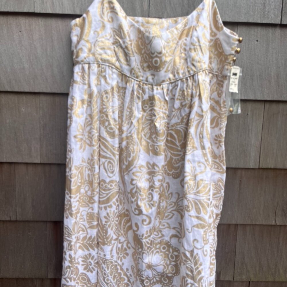 Milly Dress from Bergdorf Goodman Gold White Mini Size Small NWT